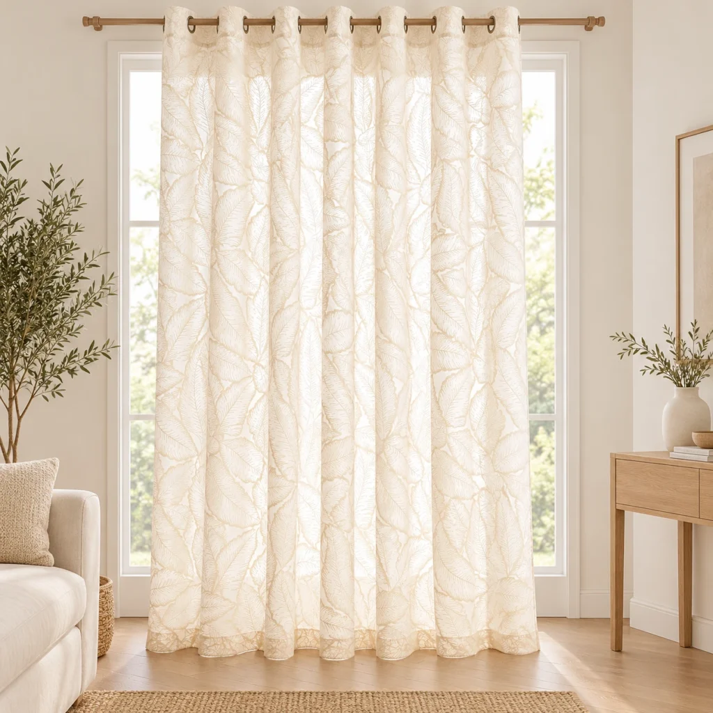 Linen Jacquard Grommet Curtain 140 × 240 cm (55.12 × 94.49 in) AP261012