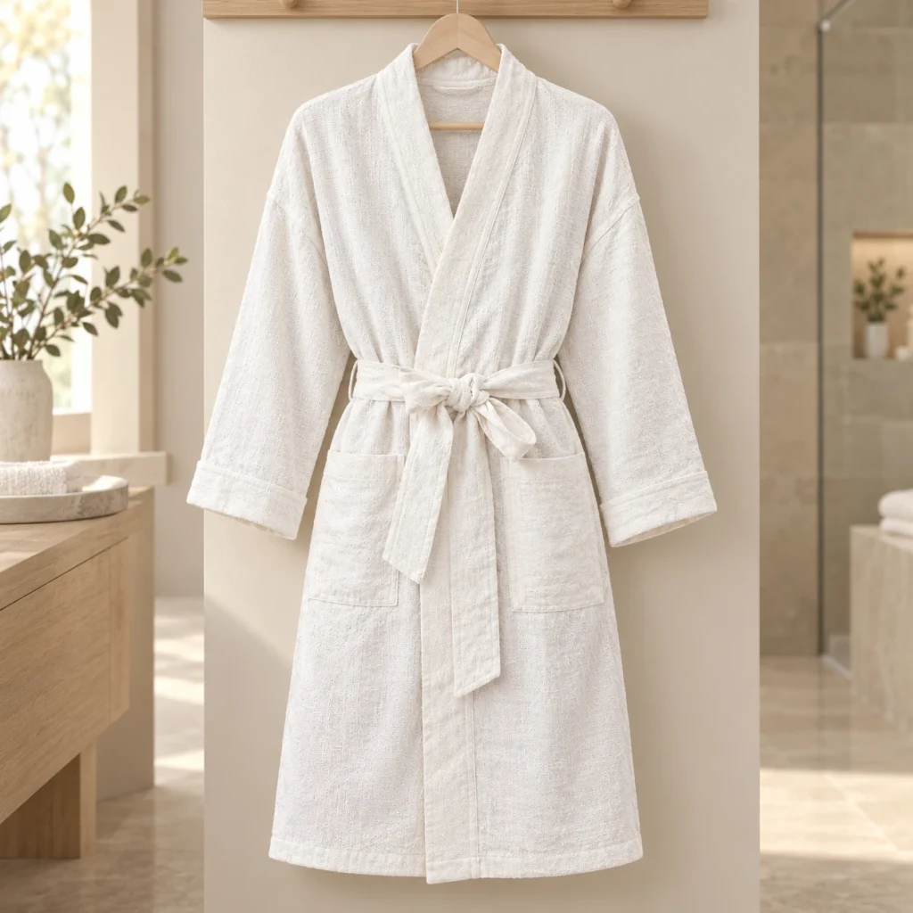 Linen-Blend Bathrobe Length 95 cm (37.4 in) AP261034C